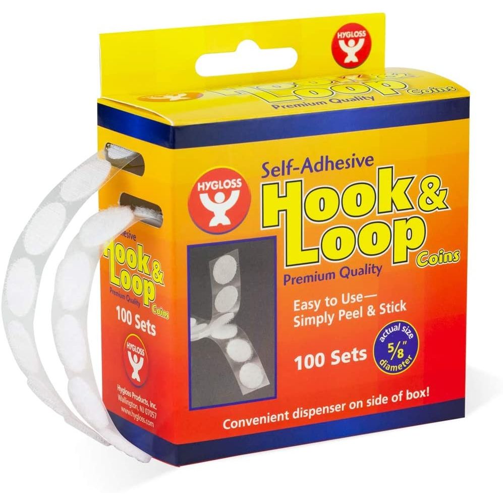 Adhesive Hook & Loop Velcro 5/8" Coins, 100 sets