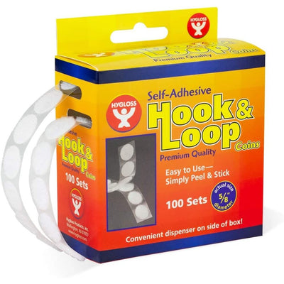 Adhesive Hook & Loop Velcro 5/8" Coins, 100 sets
