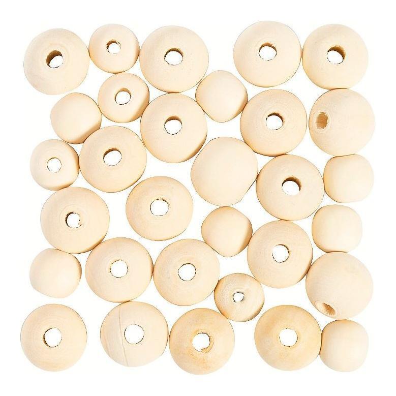 Wooden Round Beads 15-20mm With 4mm Hole 100/pk