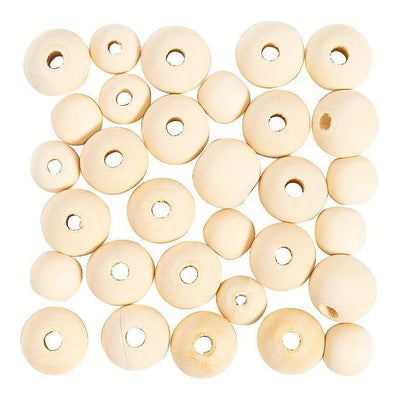 Wooden Round Beads 15-20mm With 4mm Hole 100/pk