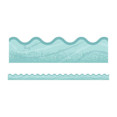Blue Woodgrain Scalloped Bulletin Board Borders