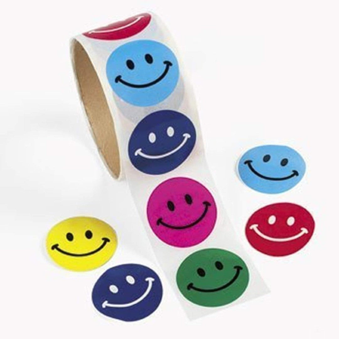 Stickers Smile Face 1.5" 100/roll