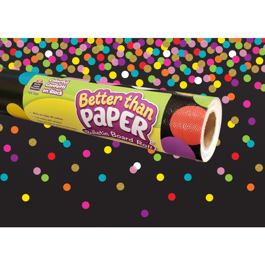 Better Than Paper Bulletin Board Colorful Confetti On Black 4ft x 12ft 1/pk