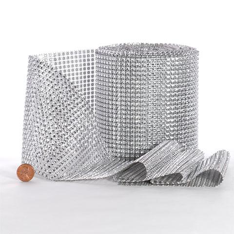 Silver Faux Jewel Diamond Wrap 4 1/2" 10yds