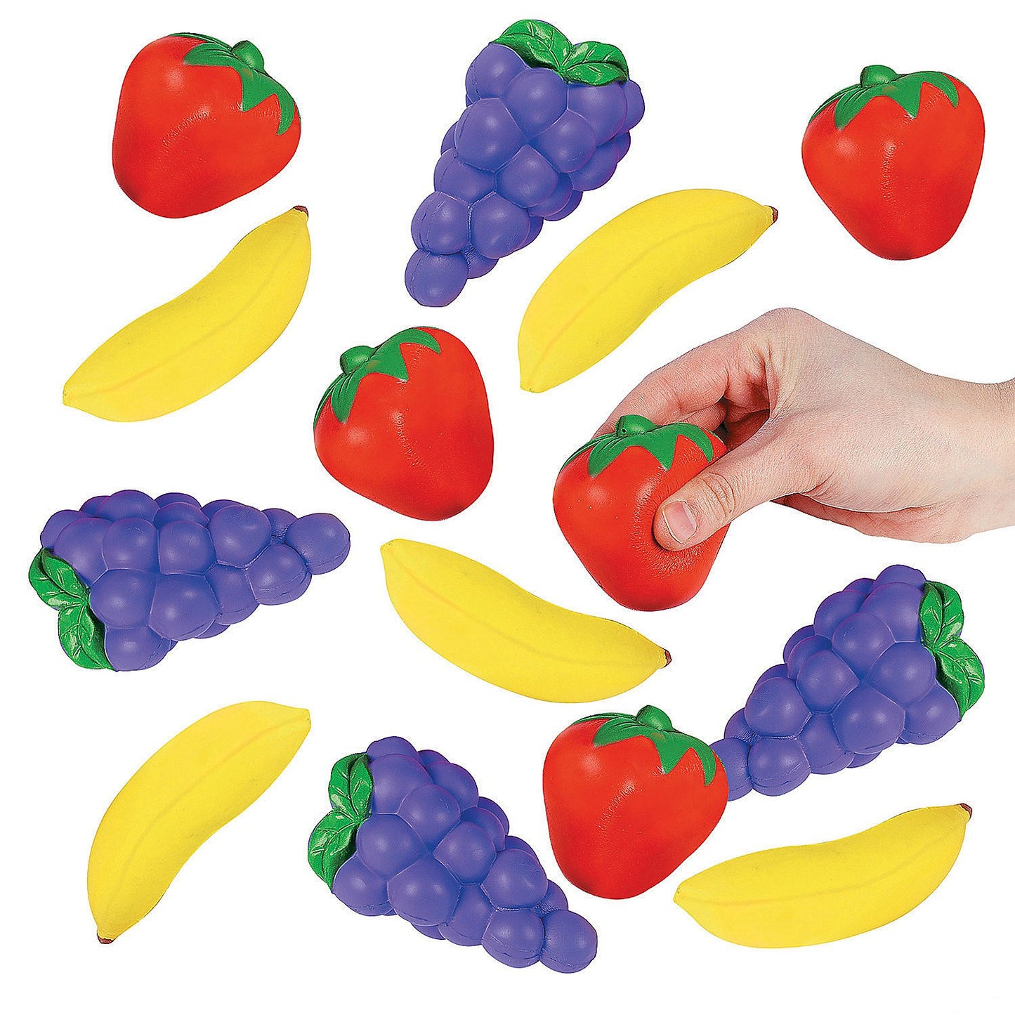 Bulk Fruits Stress Toys Assorted 2 1/4" – 4 1/4" 24/pk