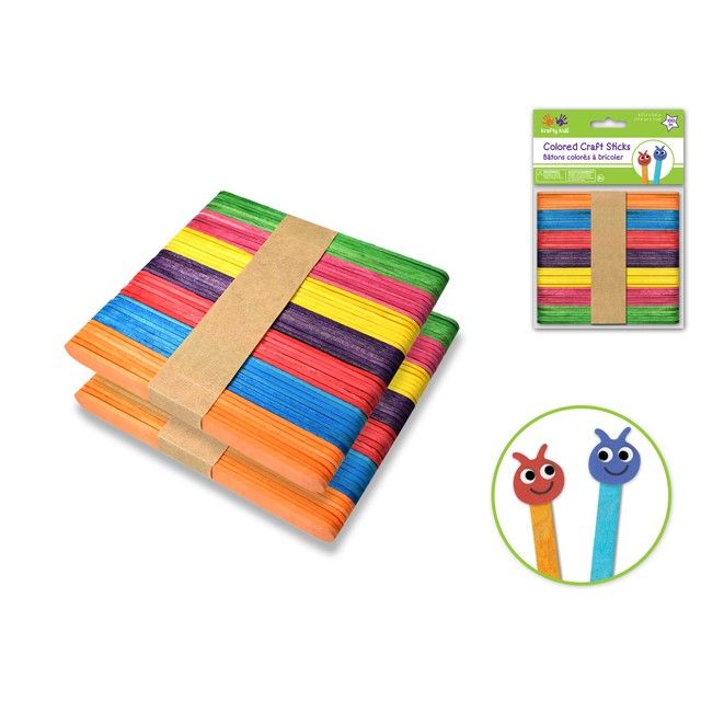 Thin Colored Craft Sticks 4 1/2" x .39"100/pk