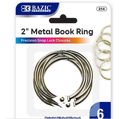 Loose Leaf Binder Rings (2", 6 Pack, Silver)