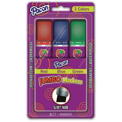 Jumbo Markers, 3 Assorted Colors, 5/8" Nib, 3 Markers