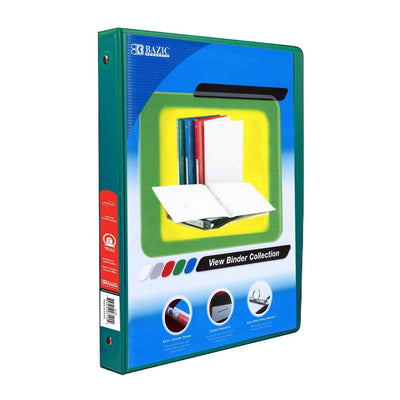 1/2" Green 3-Ring View Binder w/ 2-Pockets