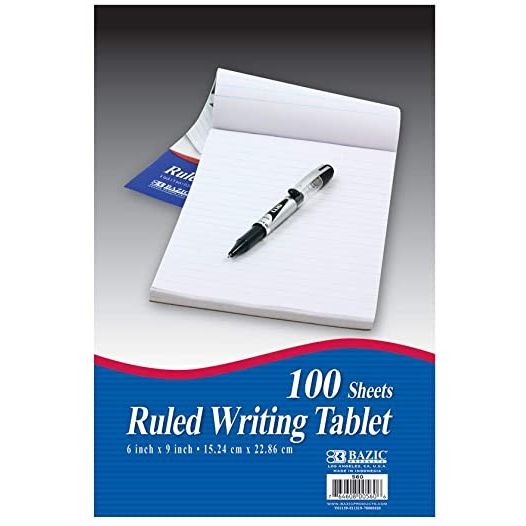 Writing Tablet Ruled 5 3/4" x 9" 100 Sheets