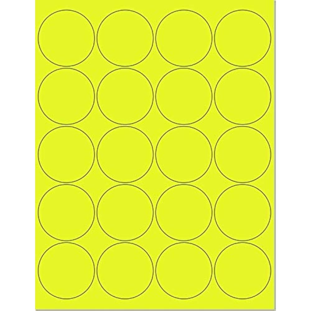 Laser Labels Round Yellow 24 on Sheet 20/Pk