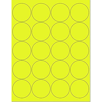 Laser Labels Round Yellow 24 on Sheet 20/Pk