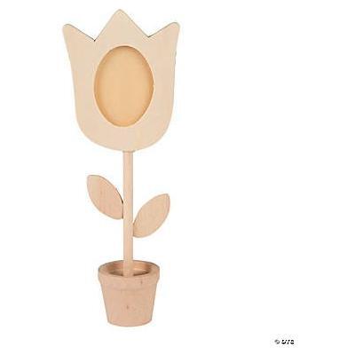 6 1/2" - 7" DIY Paintable Wood Flower Photo Holders - 12 Pc.