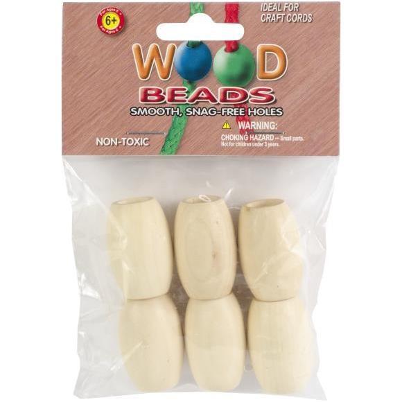 Wooden Beads Oval 6/pk (closeout)