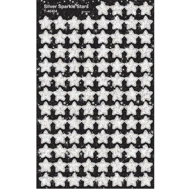 Silver Sparkle Stars Stickers 7/16" (4 Sheets)