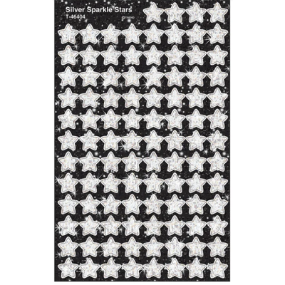Silver Sparkle Stars Stickers 7/16" (4 Sheets)