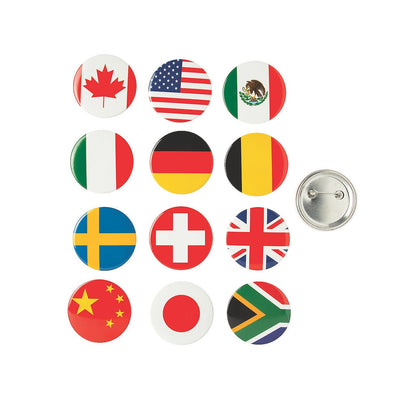 Flags of All Nations Buttons 2" - 24 Pc. (closeout)