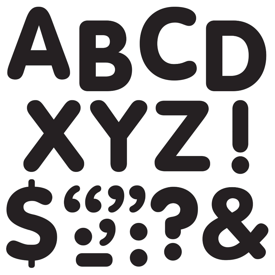 Black 2" Letters & Marks Stickers