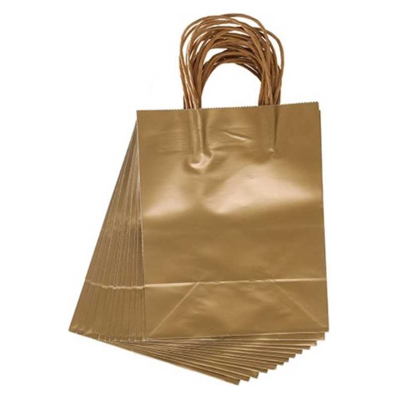 Medium Gift Bag: Gold, 8 X 10" 13 Pcs.