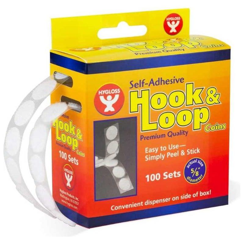 Adhesive Hook & Loop Velcro 5/8" Coins, 100 sets