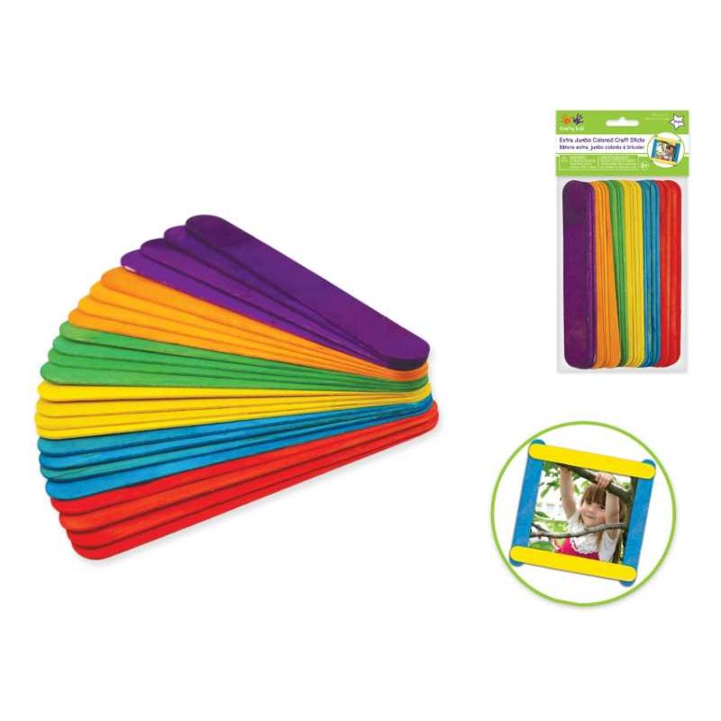 7 7/8"x1" Extra Jumbo Colored Craft Sticks 25/pk