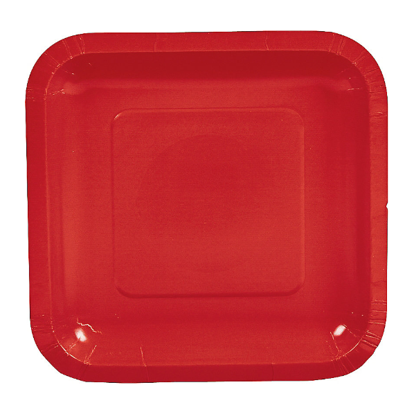 Red Square Plates 24/pk