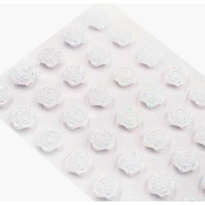 Adhesive Rhinestone White Roses 45/pk