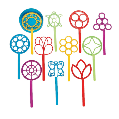 Plastic Super Fun Bubble Wand Set 8"  12/pk