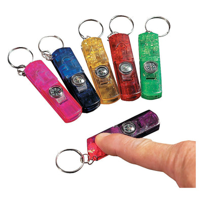 Whistle Light-Up Compass Keychains, Asssorted, 2 1/2" - 12/pk