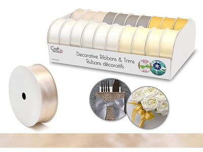 Ribbons:Poly-Satin 1"x3yd Rolls x20 Asst Elegan.