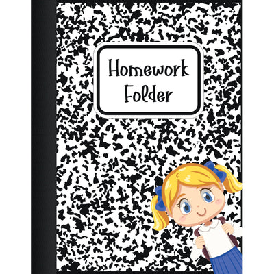 homework folder cover - composition girl 8.5" x 11" 12/pk