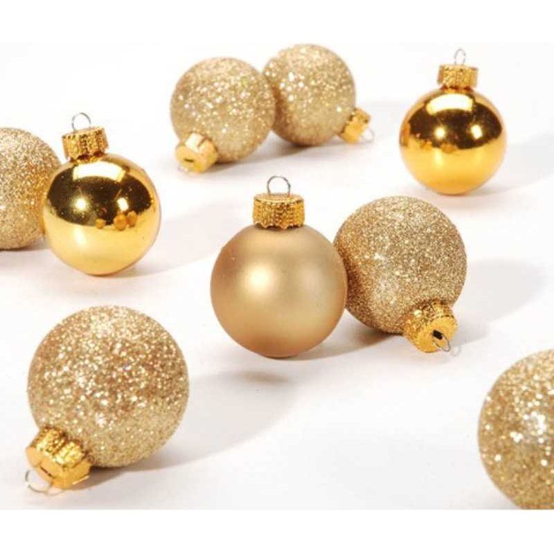 Gold Christmas Ornaments: Ball - 30 millimeters - 9 pack