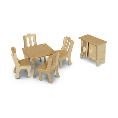 3D Puzzles Wood Dining Room 9"Lx7.31"Wx0.25"H