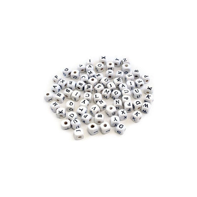 Alphabet Letter Beads 8mm 70/pk White (closeout)