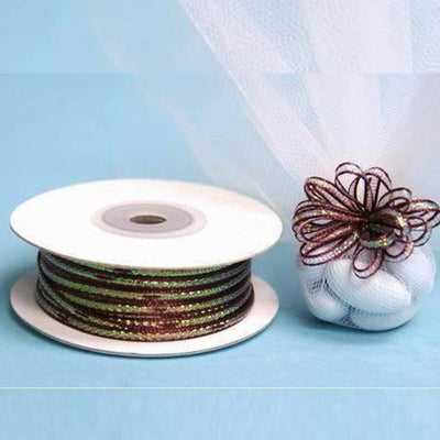 Burgundy Organ. Pull Ribbon String Bows 1/8"x50/yds (discontinued)