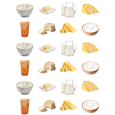 Dairy Food Stickers 1" 25mm Color Print 10/pk