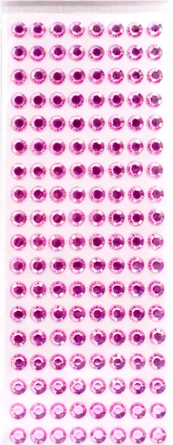 Round Stone Stickers 10mm, 1 Sheet, Pink 144-ct