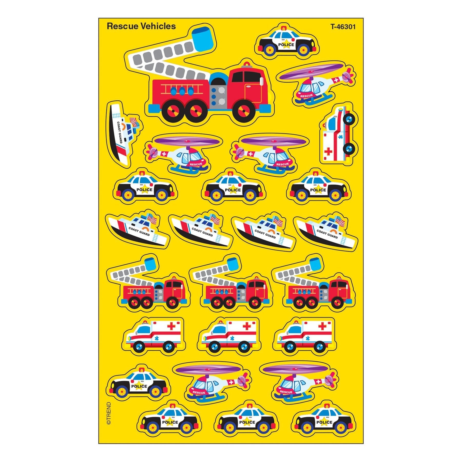 Large Rescue Vehicles Stickers Pack 208 Count – Skool Krafts