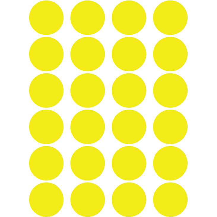 Color Coding Dot Stickers All 1" Yellow 25mm Color Print 32/pk