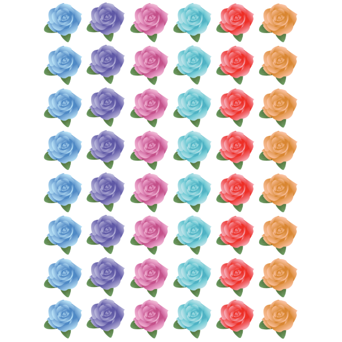 Rose Stickers 3/4" Round 19mm Color Print 10/pk