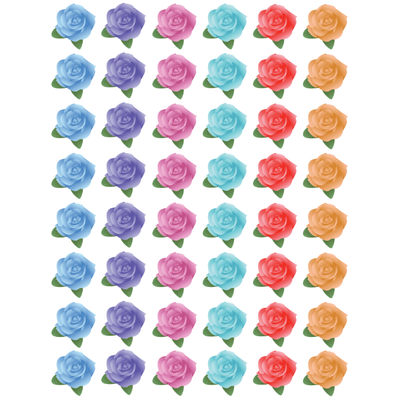 Rose Stickers 3/4" Round 19mm Color Print 10/pk