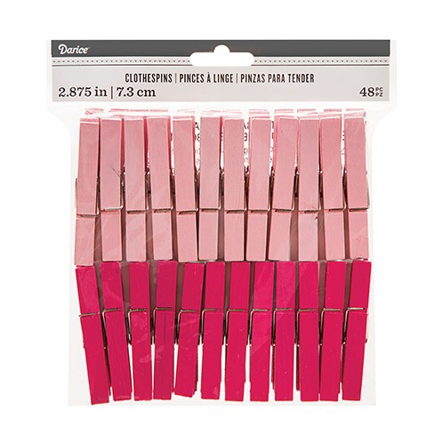Pink Colored Clothespins:2.875", 48 pcs. (Discontinued)