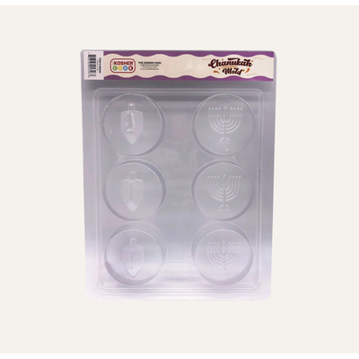 Chanukah Chocolate Mold - Round Dreidel/Menorah 11⁄2"