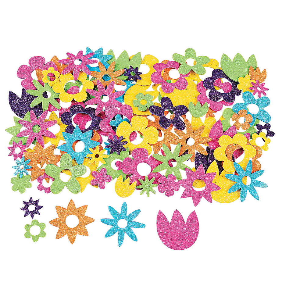 Fabulous Self-Adhesive Flower Glitter Foam Shape 500/pk