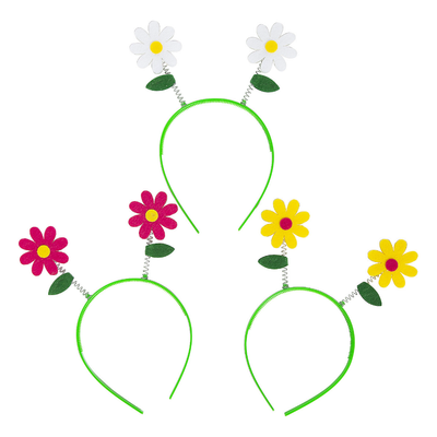 Flower Head Boppers 12/pk 5" headband with 3 1/2" boppers.