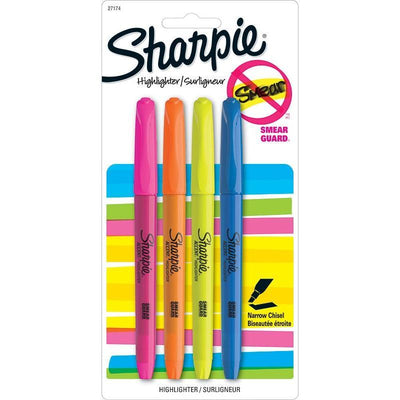 Highlighters Fine Tip Assorted 4/pk