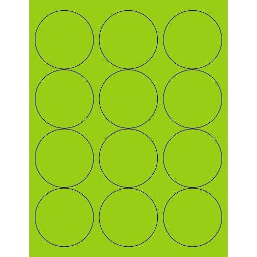 Fluorescent Neon Green Labels 2-1/2" 20/sheets