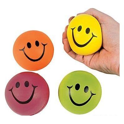 Neon Smile Face Stress Balls 2 1/2" 12/pk