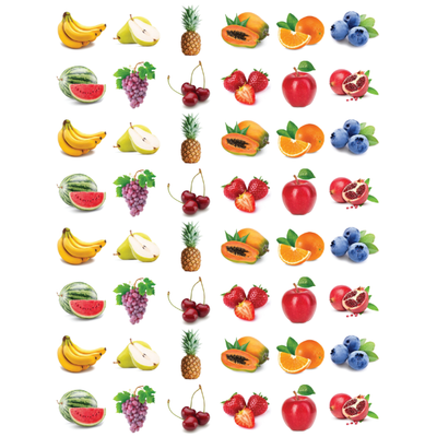 Fruit Stickers 3/4" Round 19mm Color Print 10/pk