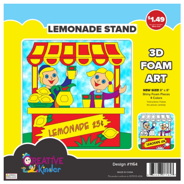 Lemonade Stand 3D Foam Art Kit, 4 Colors, 8"x8"